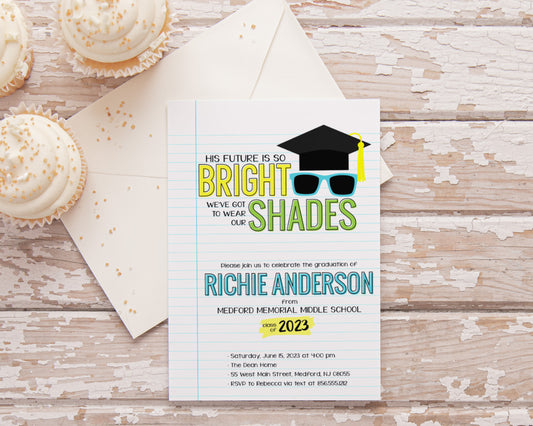 FUTURE SO BRIGHT GRADUATION INVITATION