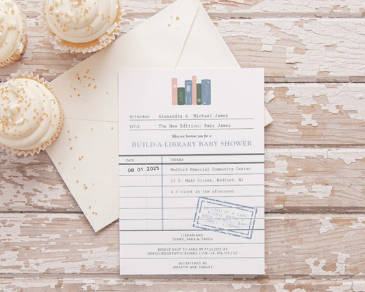 LIBRARY CARD SHOWER INVITATION