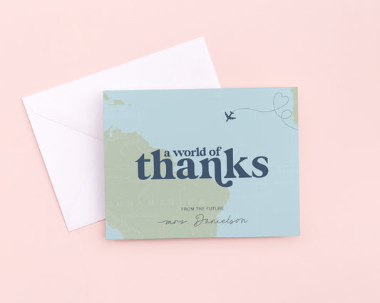 A World of Thanks - Travel Theme Bridal Shower Thank You Card