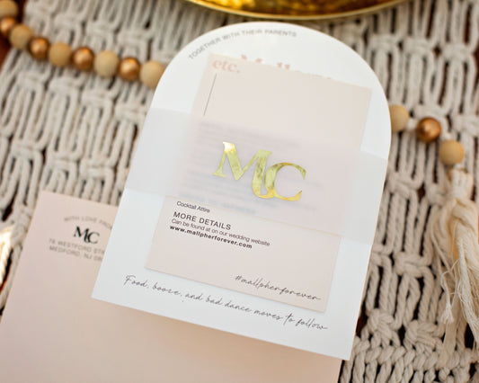 Arch wedding invitation in Blush and Rose Gold