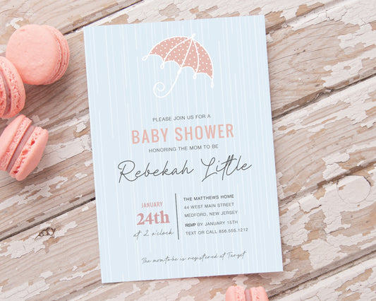Umbrella Baby Shower Invitation