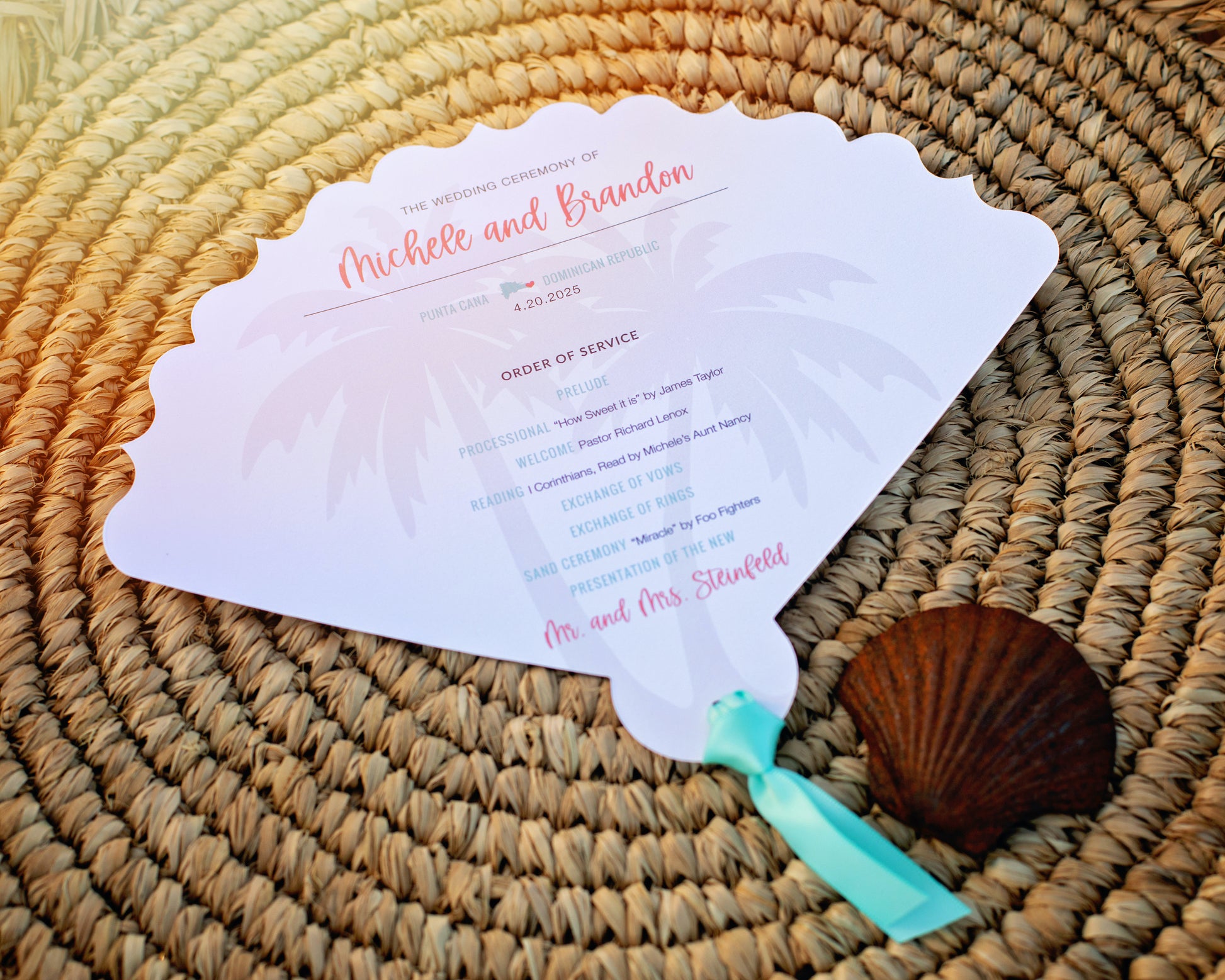 Beach Wedding Fan Program