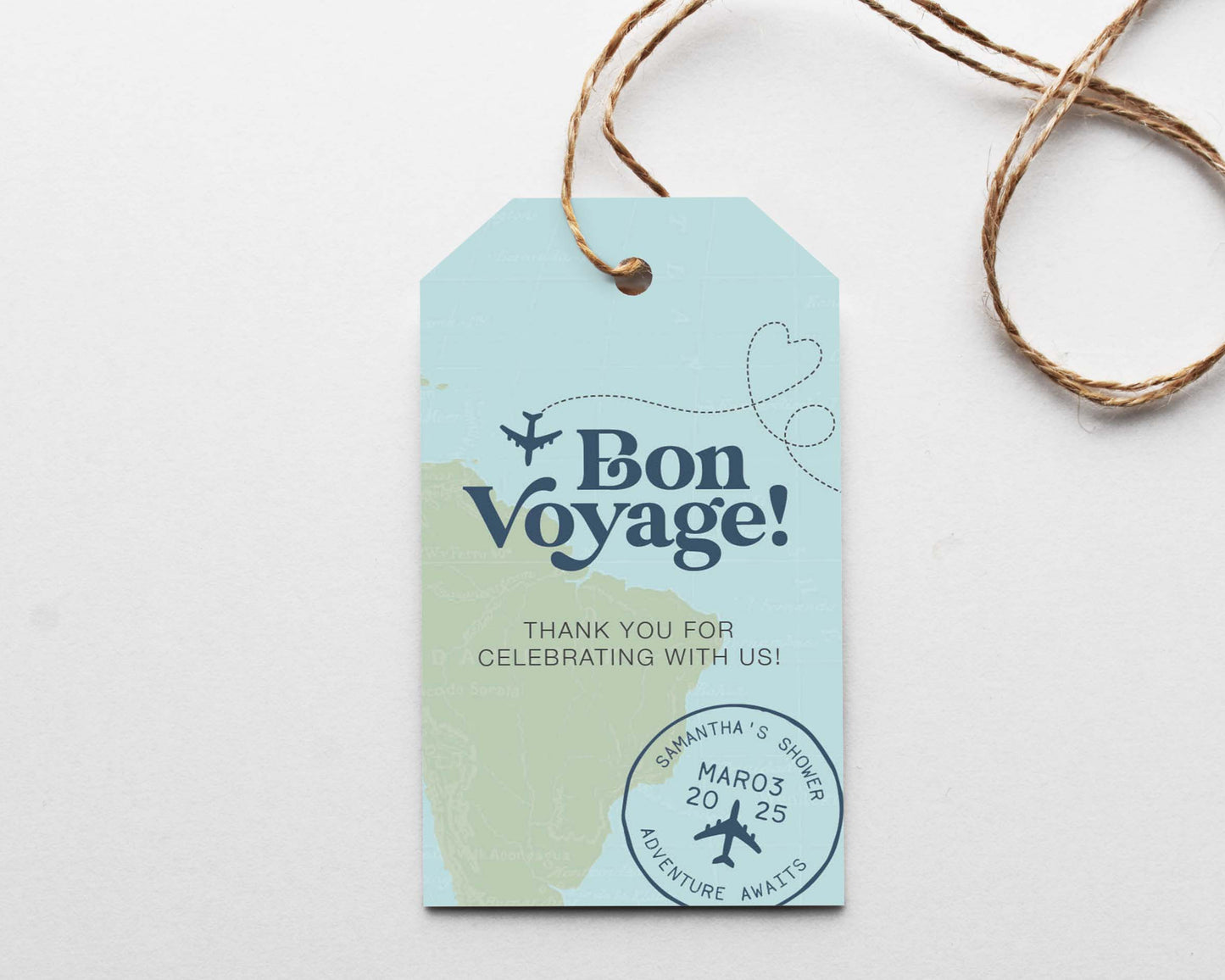 Bon Voyage Travel Theme Bridal Shower Favor Tag