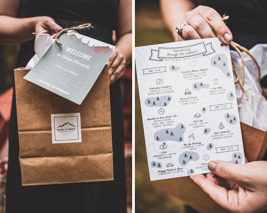 Wandering through the wedding welcome note for camp wedding or family reunion