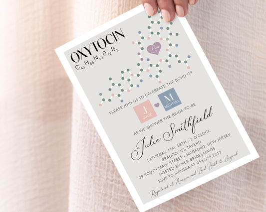 Oxytocin Bridal Shower Invitation for Chemistry Themed Shower