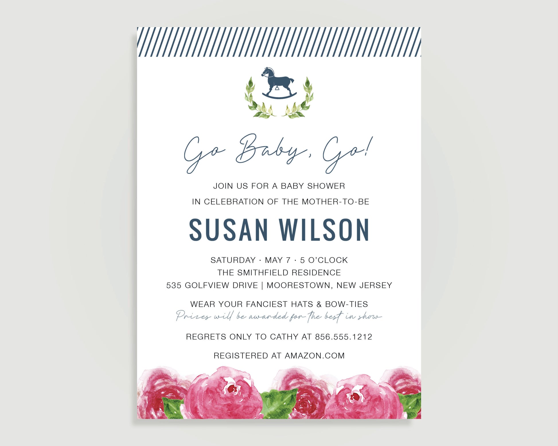 Go baby go Kentucky Derby Baby Shower Invitation