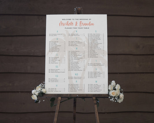 Destination Wedding Seating Chart