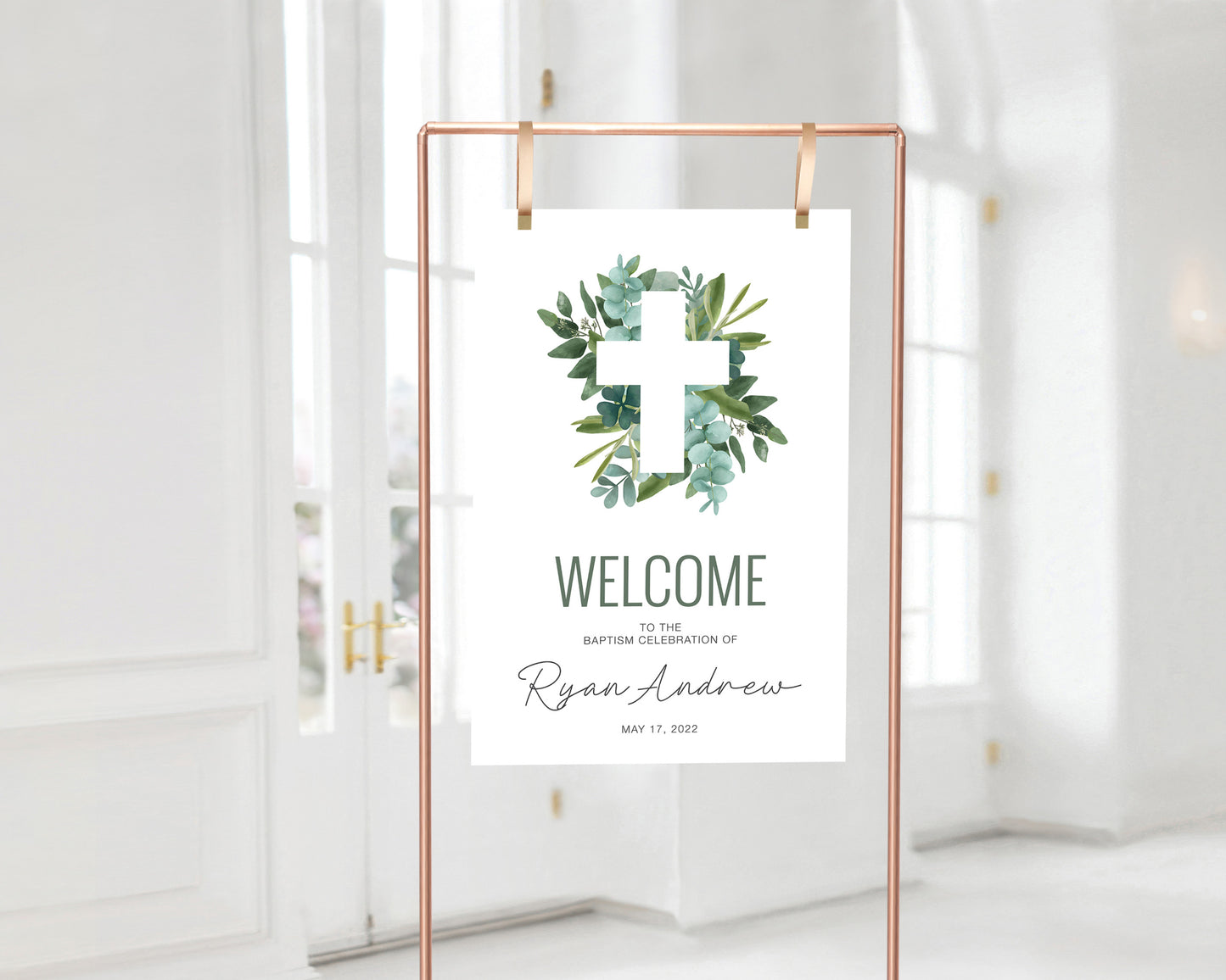 Eucalyptus Baptism Welcome Sign