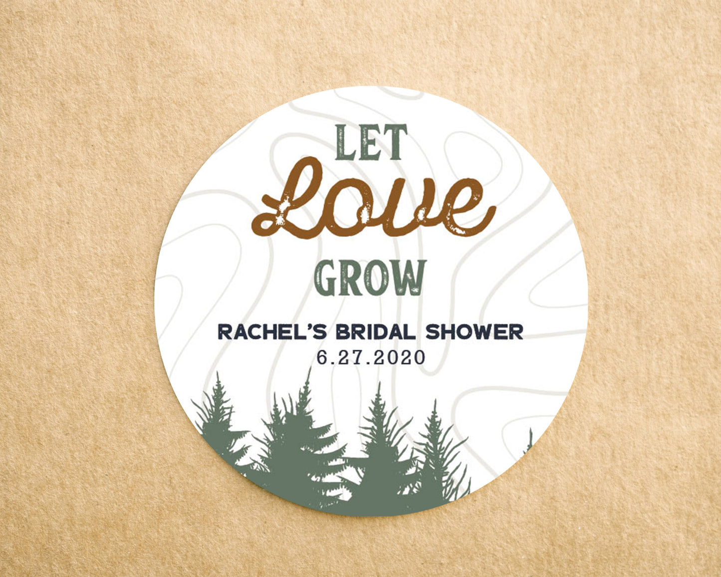 Tree Bridal Shower Favor Sticker Printed