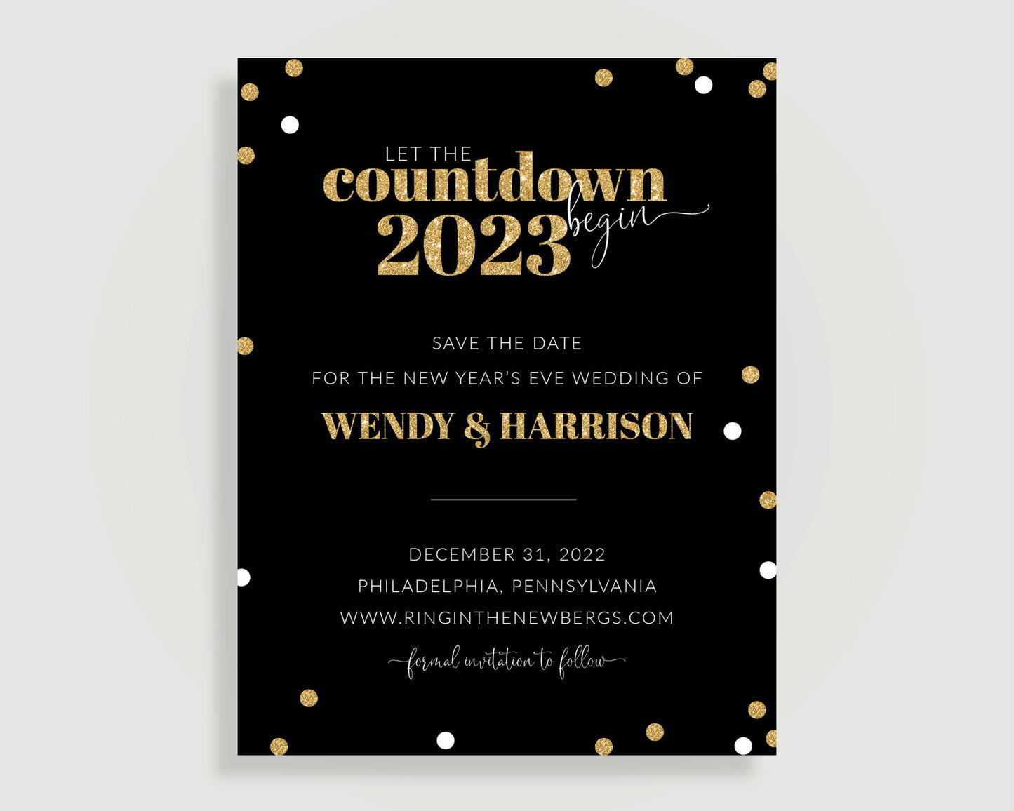 NYE Wedding Save the Date Card