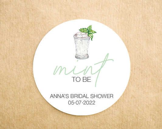 Mint to be bridal shower favor sticker