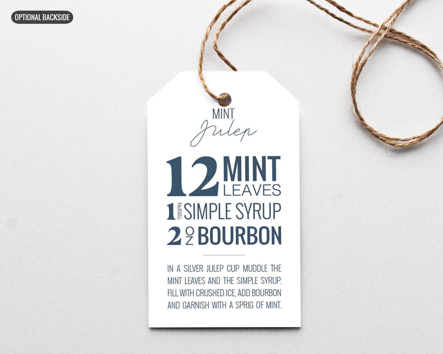 Mint Julep Recipe Favor Tags