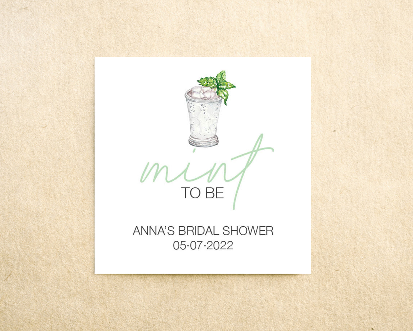 Mint Julep Bridal Shower Favor Sticker