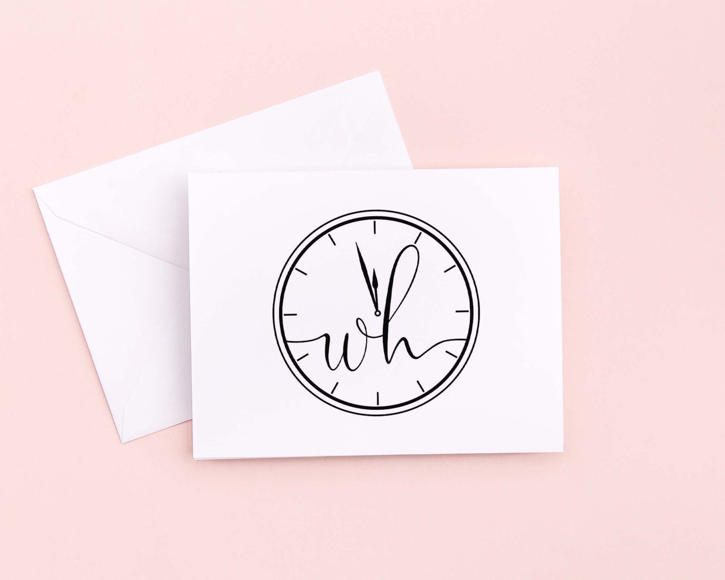 NYE Wedding Clock Monogram Thank You Note