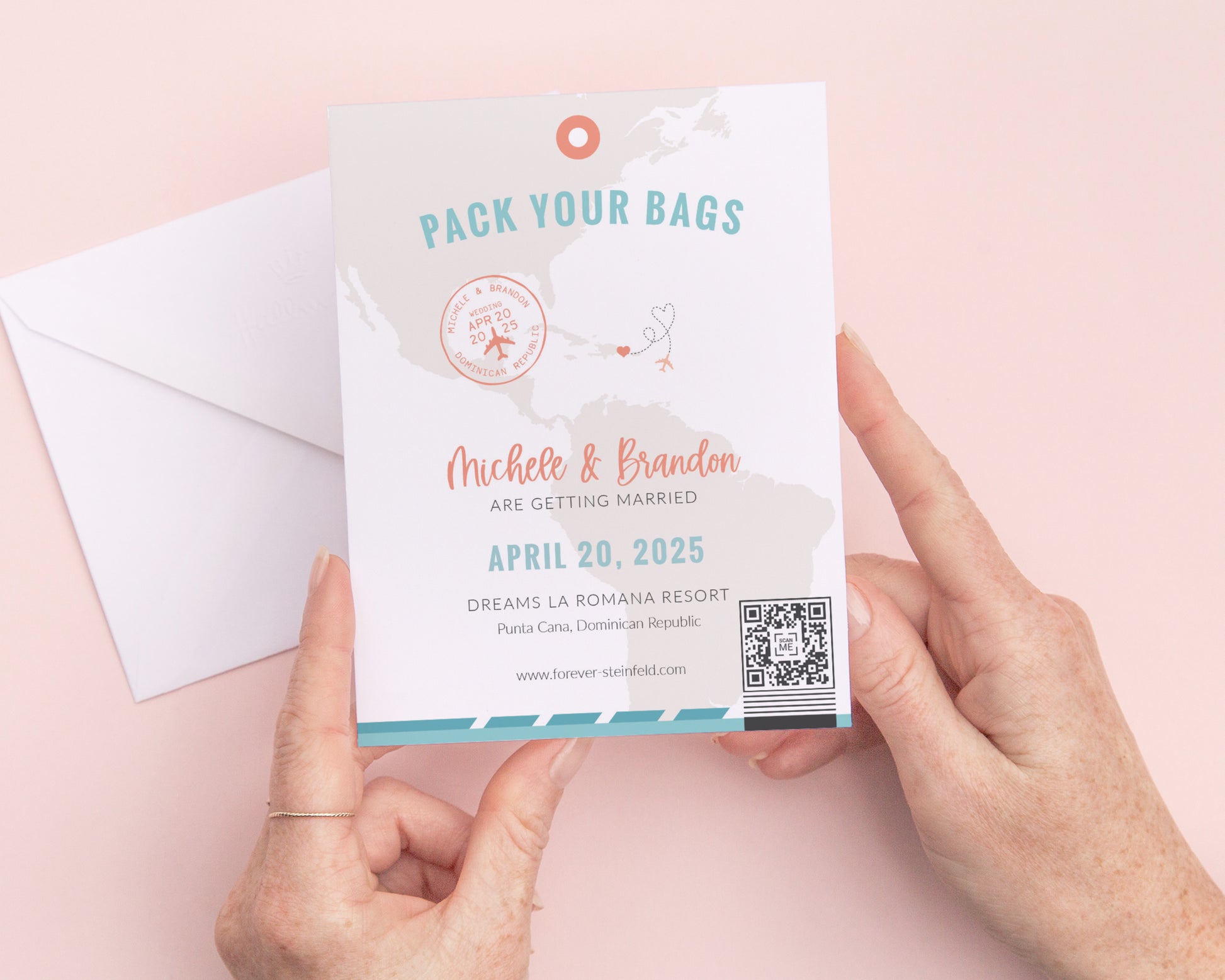 Pack your bags luggage tag save the date