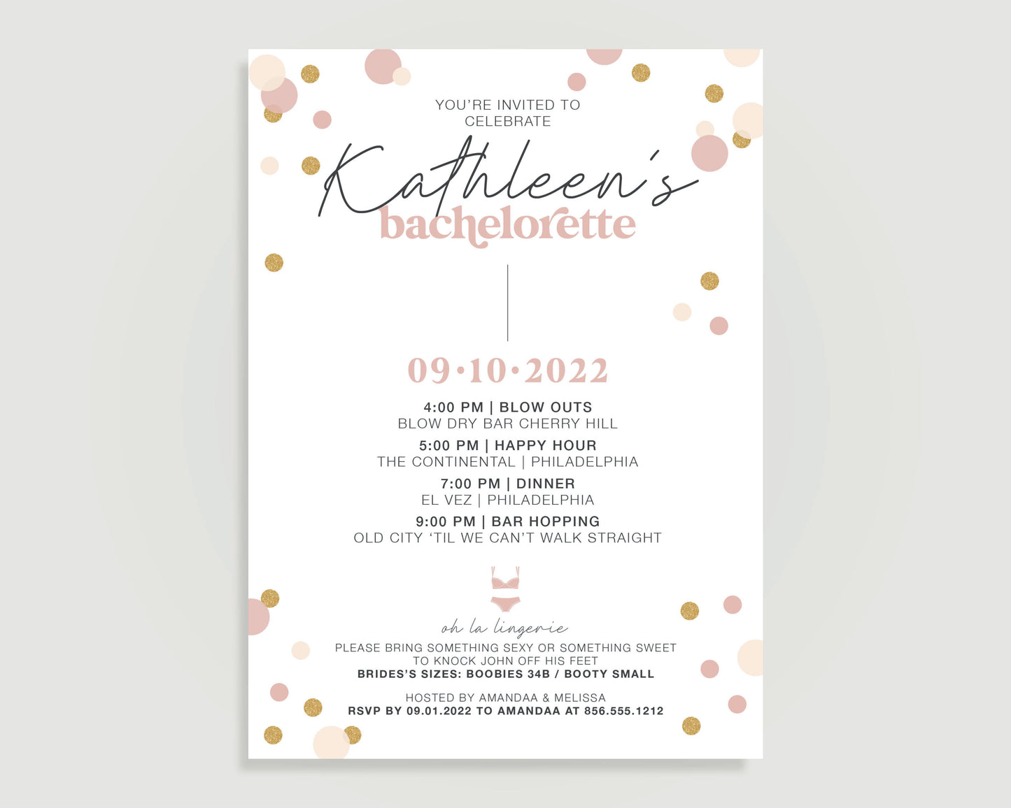 Philadelphia Bachelorette Party Invitation
