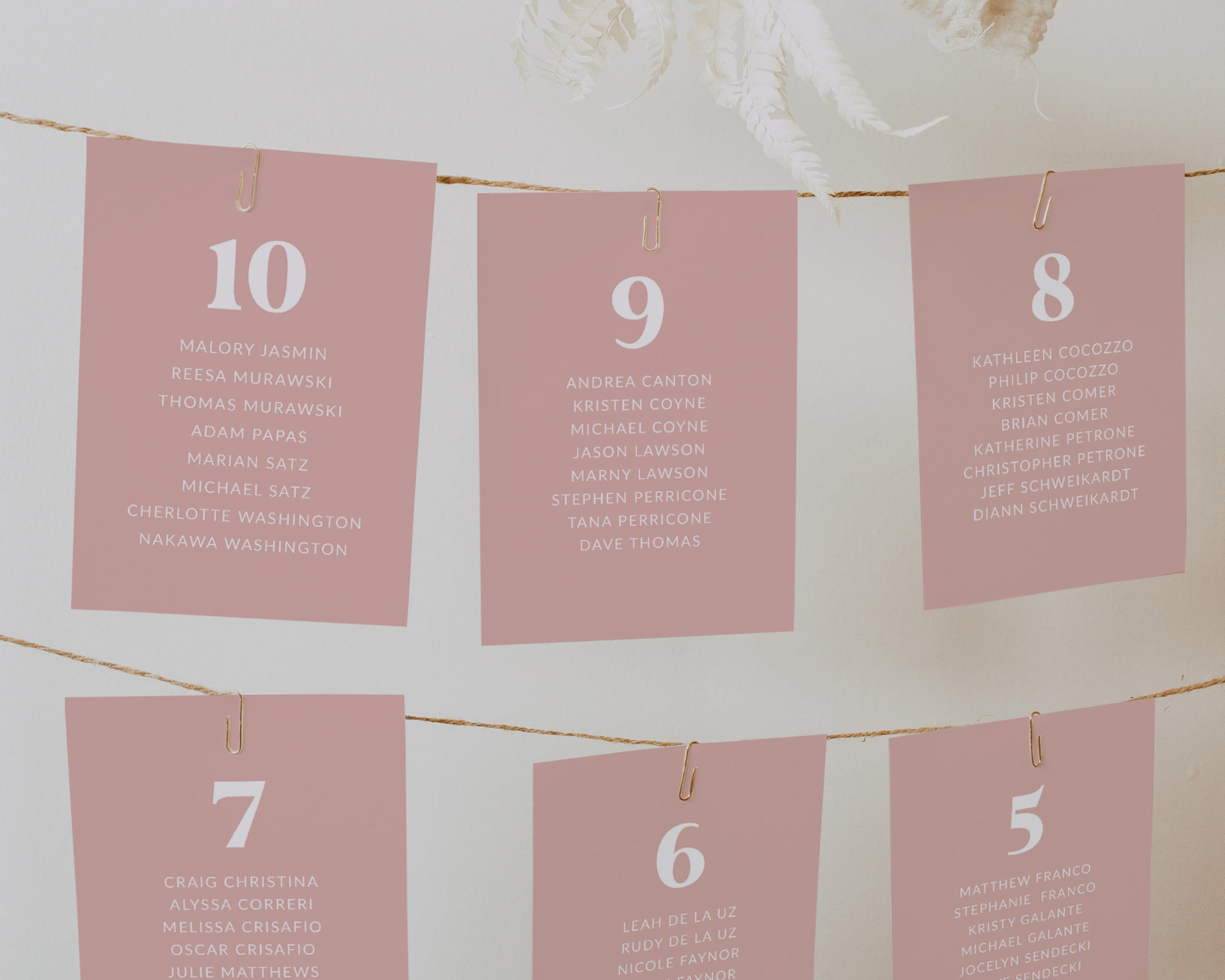 Seating Chart Table Cards