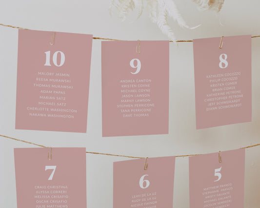 Seating Chart Table Cards