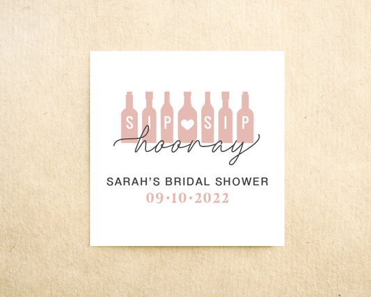Sip Sip Hooray Bridal Shower Favor Sticker