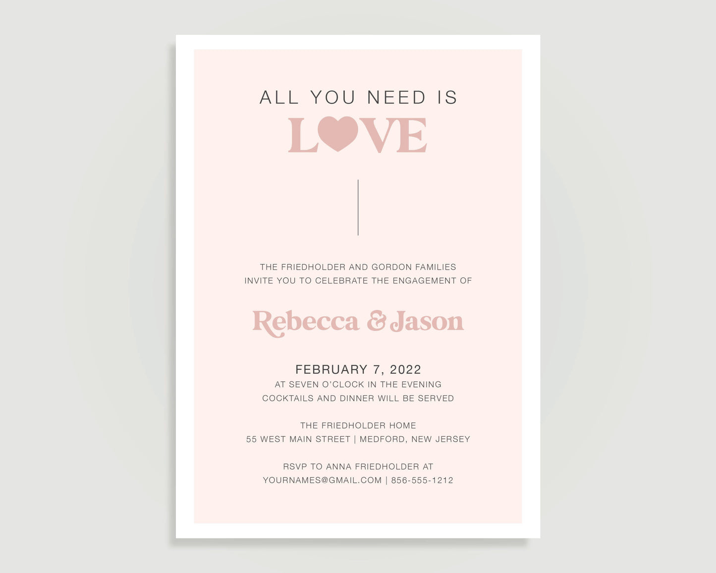 All you need is love bridal shower invitation