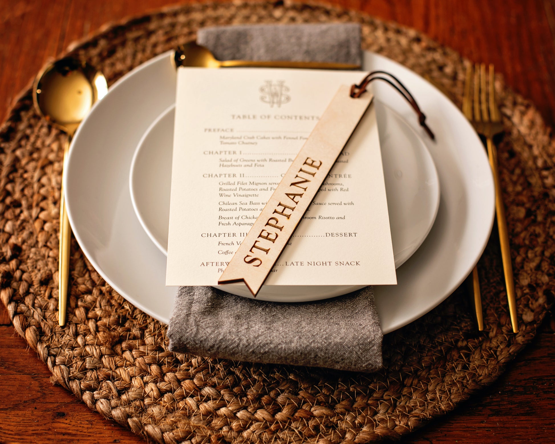 Bookmark Place Card and Table of Contents Menu for Book theme Weeding