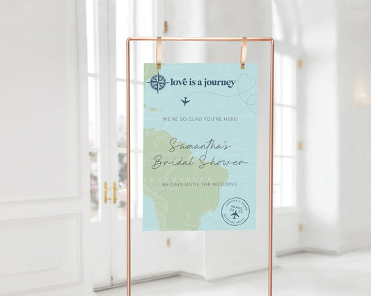 Love is a journey travel bridal shower welcome sign