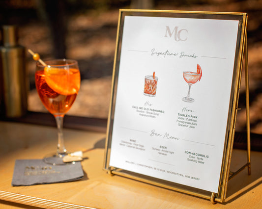 Water Color Bar Menu