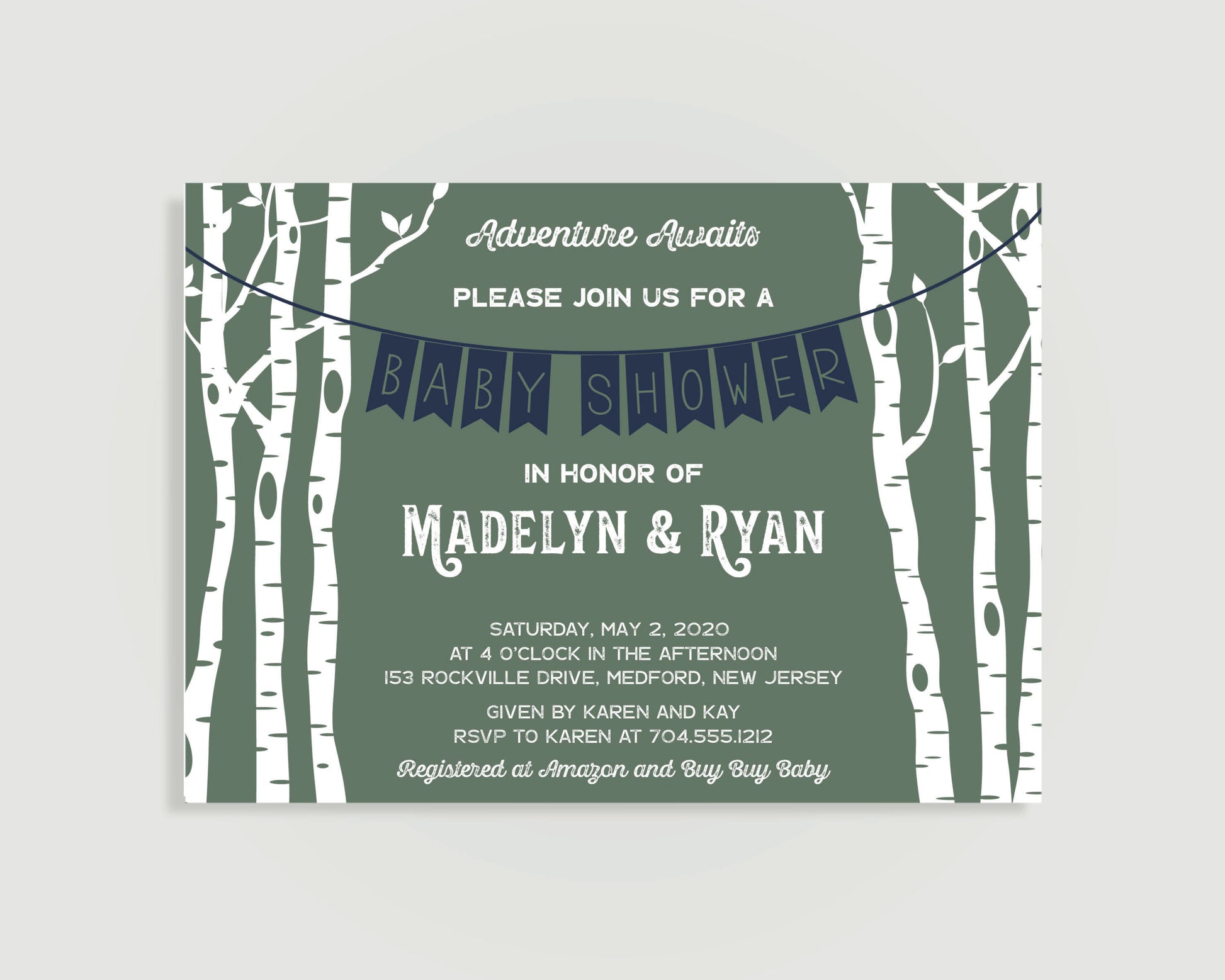 Woods Themed Baby Shower Inivtation