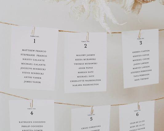 BLACK TIE SEATING CHART CARDS