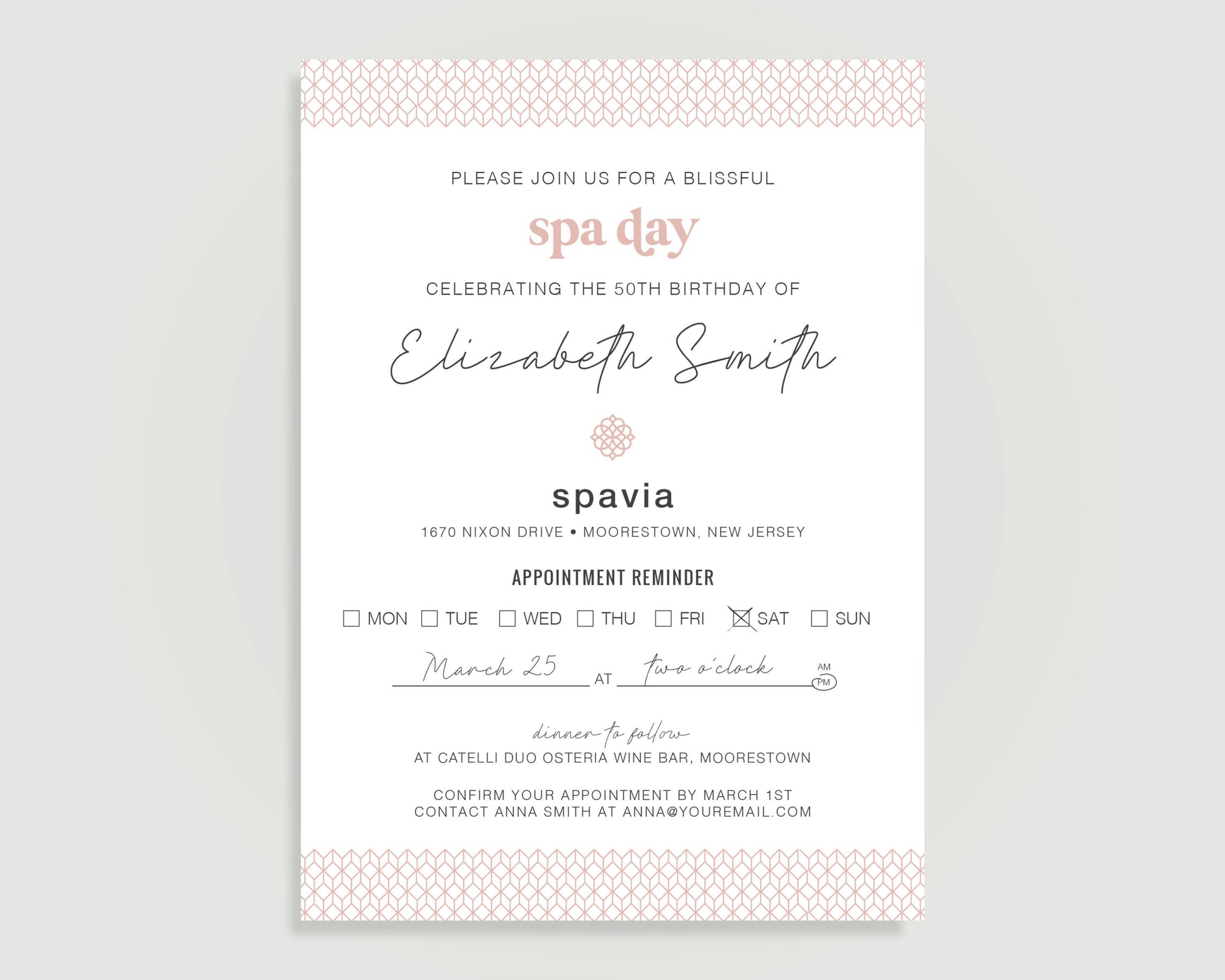 Spavia Birthday Spalebration Invitation