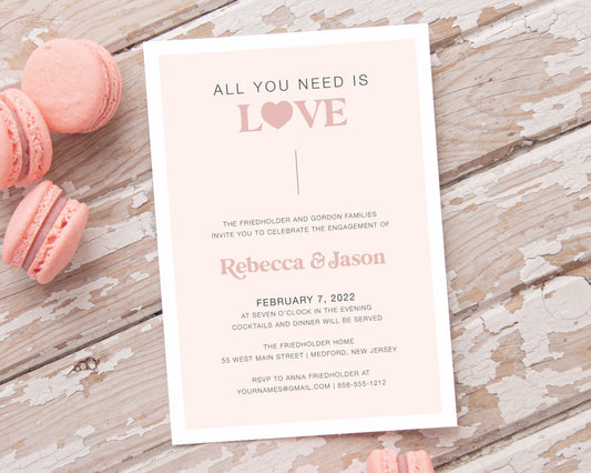 All you need is love bridal shower invitation