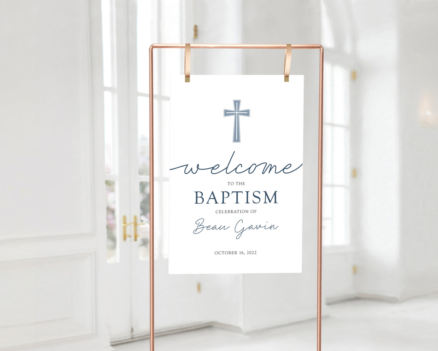 minimalist baptism welcome sign