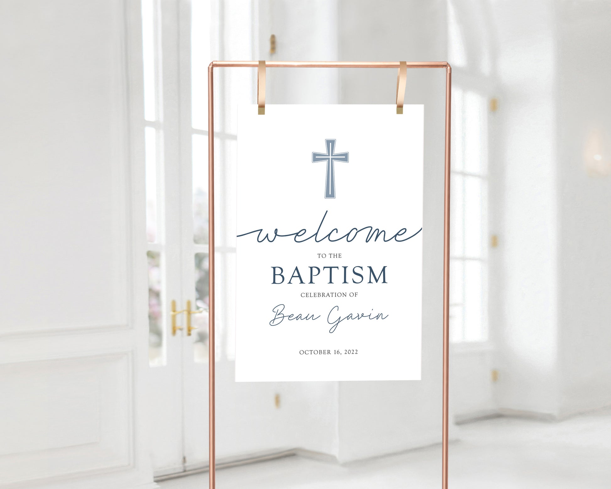 minimalist baptism welcome sign