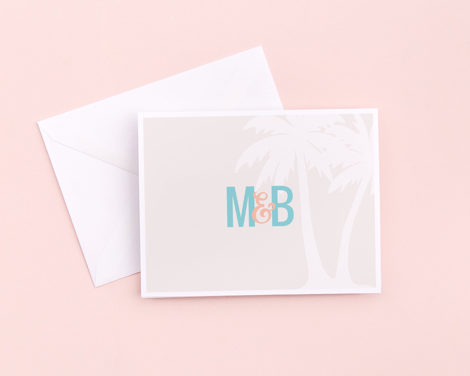 Palm Tree Monogram Thank You Card