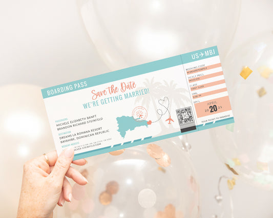 Boarding Pass Save the Date Card