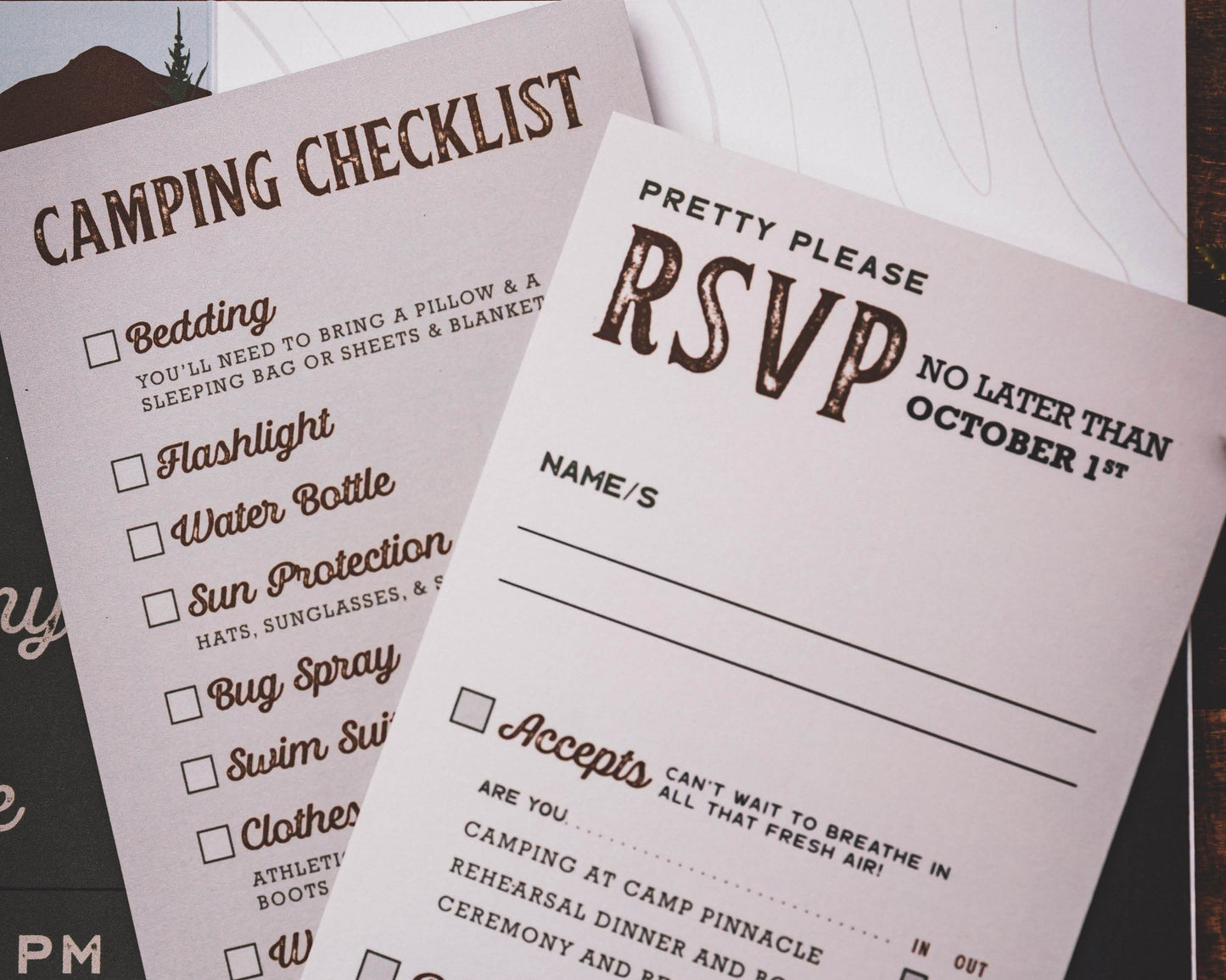 Camping Wedding Checklist Enclosure Card