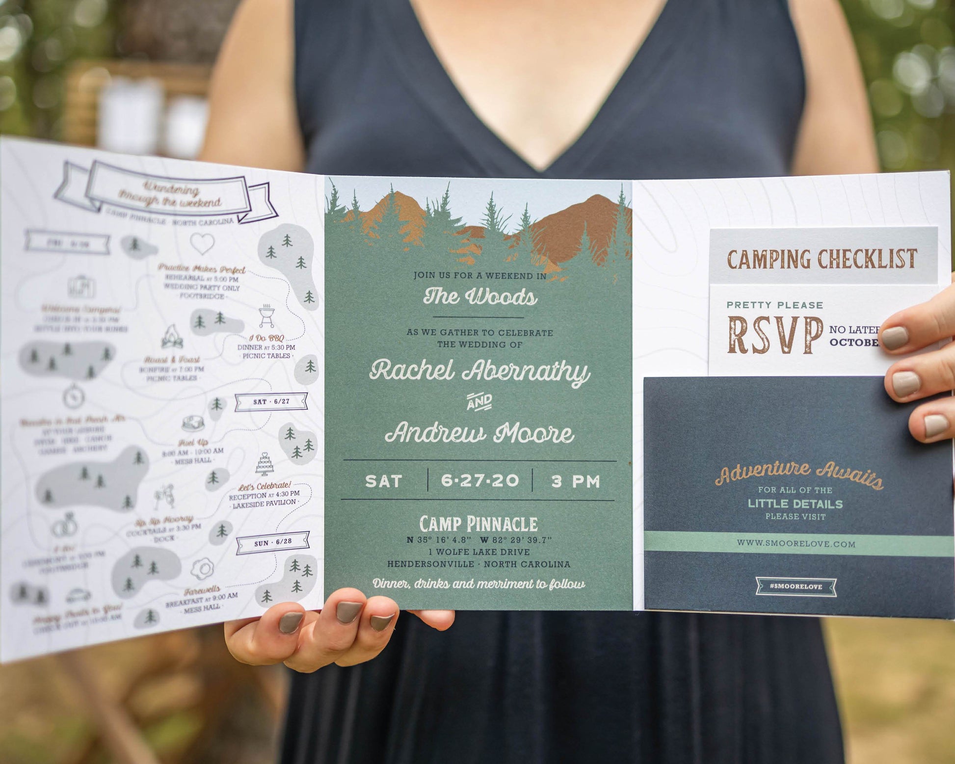 Trail Map Camp Wedding Invitation