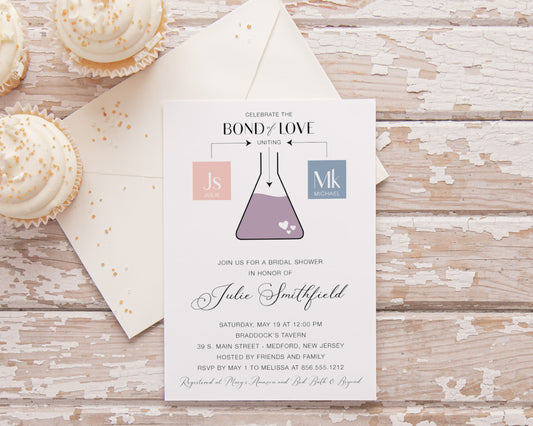 Bond of Love Chemistry Bridal Shower Invitation