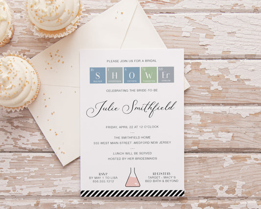 Chemistry Bridal Shower Invitation with periodic table