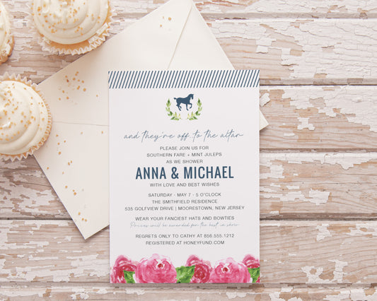 And they're off Kentucky Derby Bridal Shower Invitation