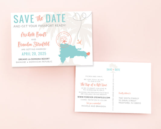 Destination wedding save the date post card