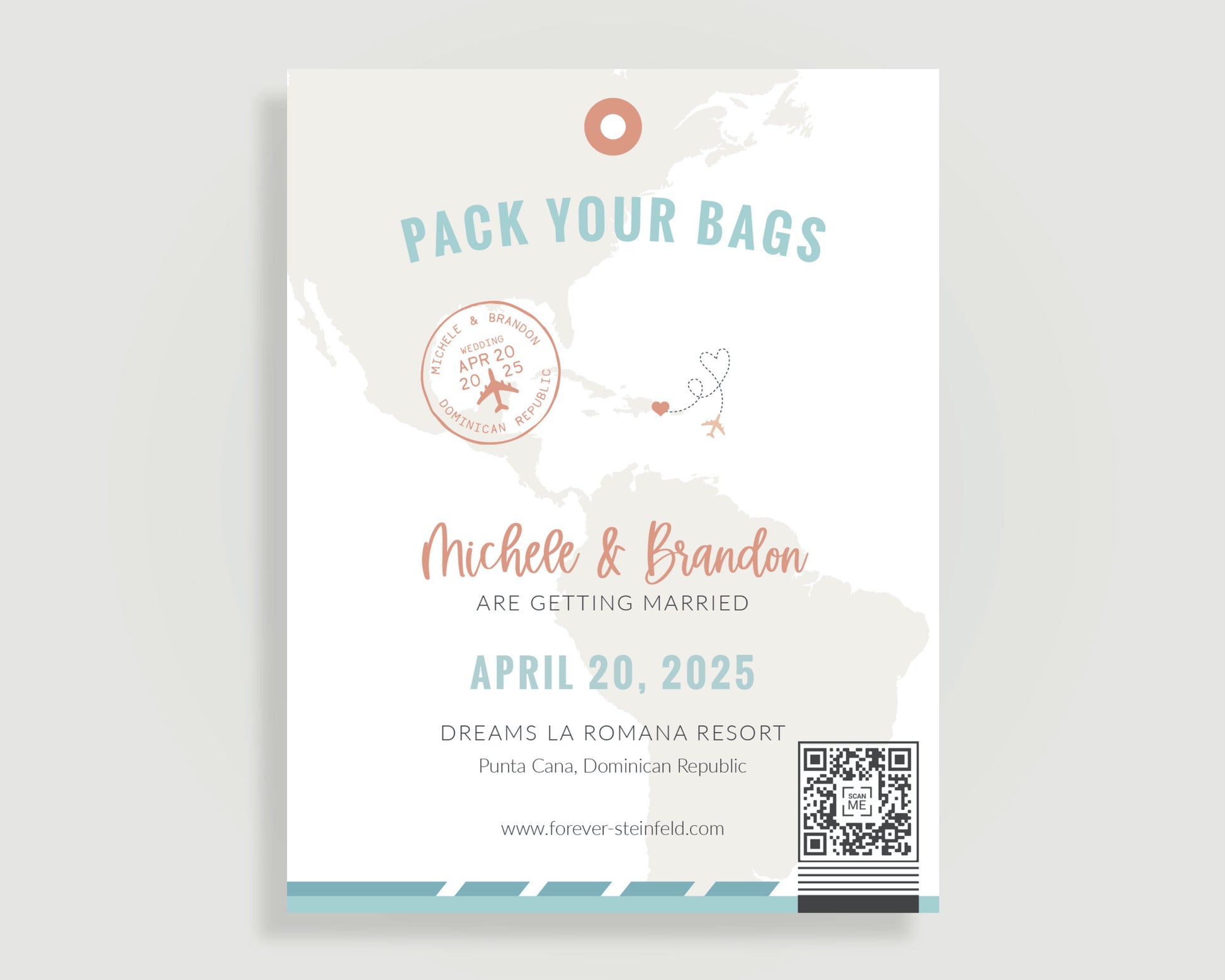 Dominican Republic Luggage Tag Save the Date 