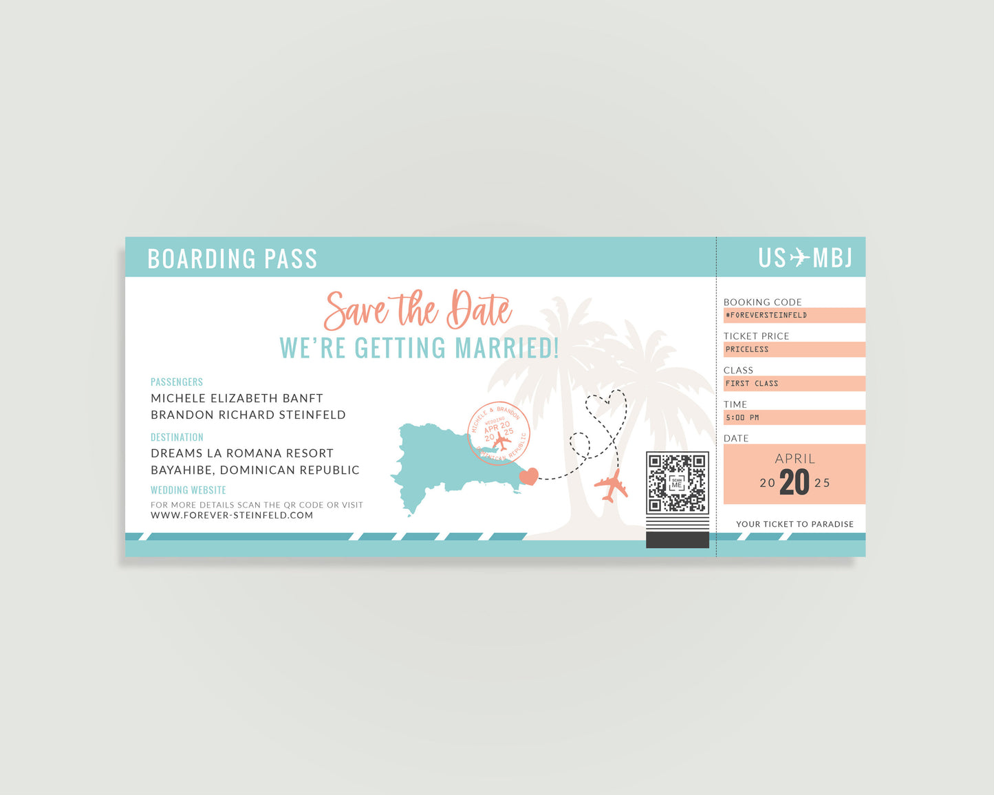 Dominican Republic Save the Date Card