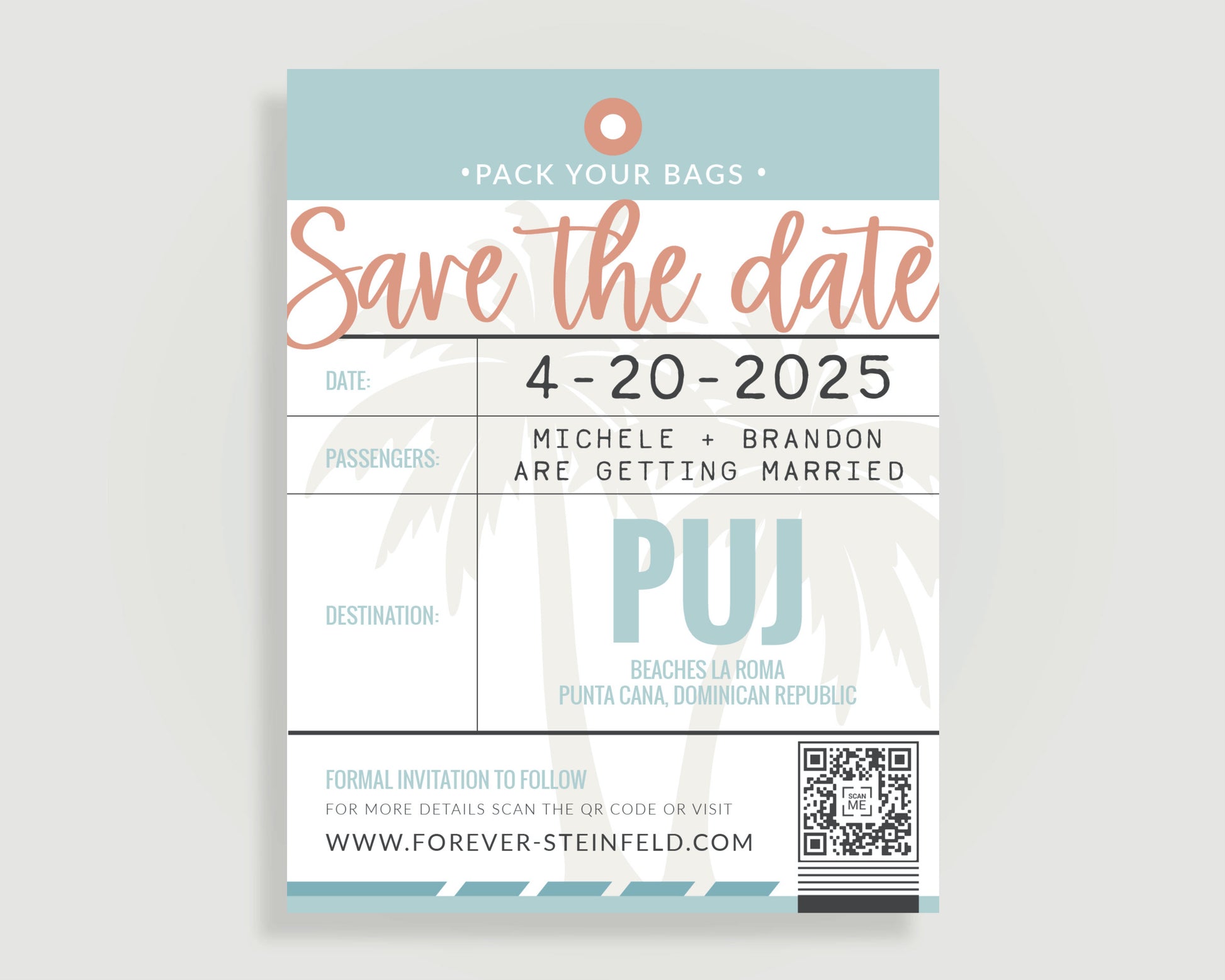 Dominican Republic Save the Date Card
