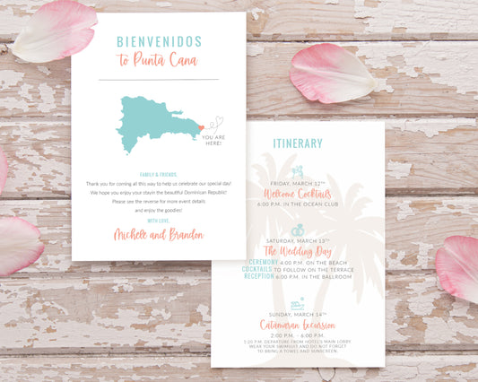 Destination Wedding Welcome Note with Itinerary