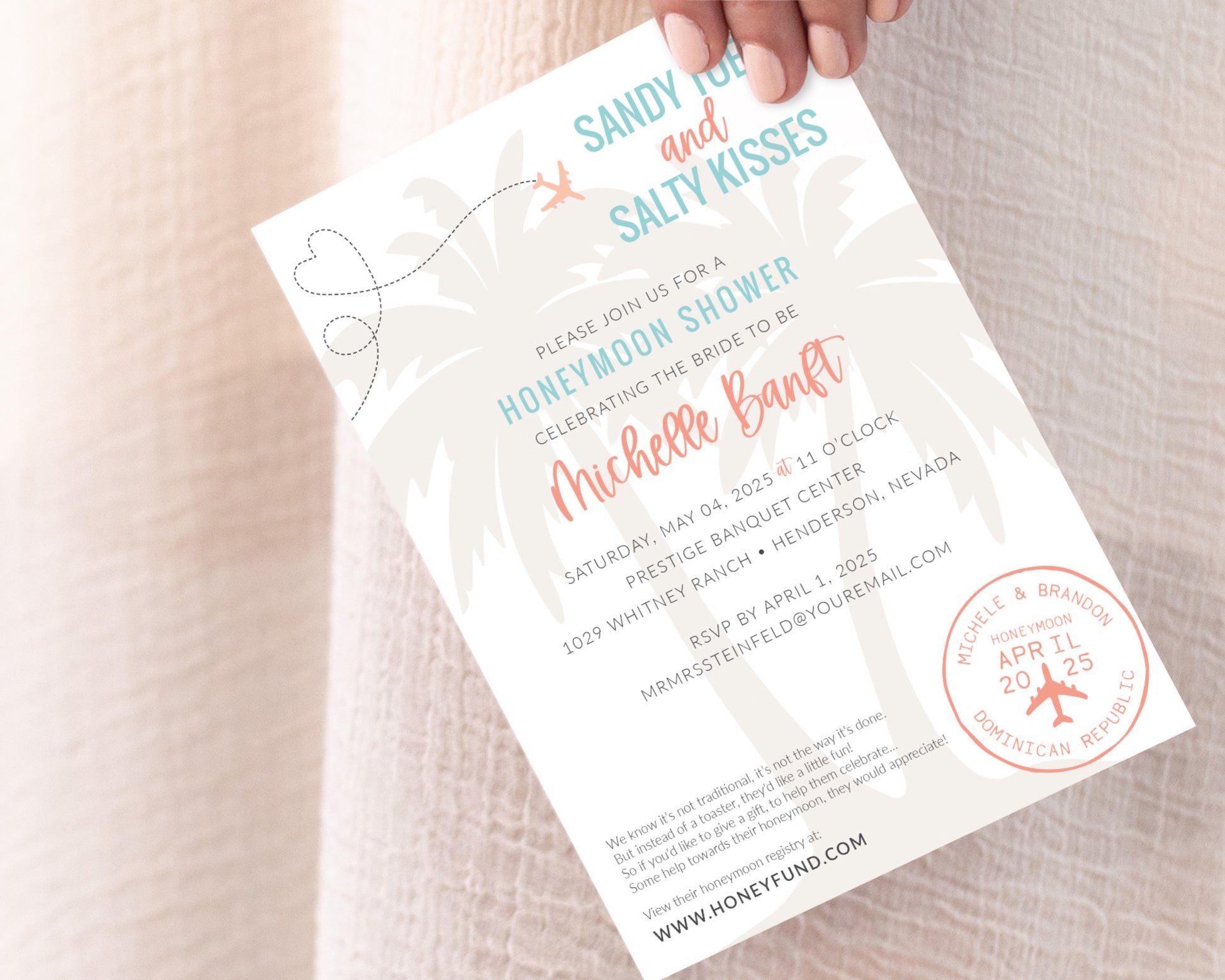 Sandy Toes and Salty Kisses Honeymoon Shower Invitation