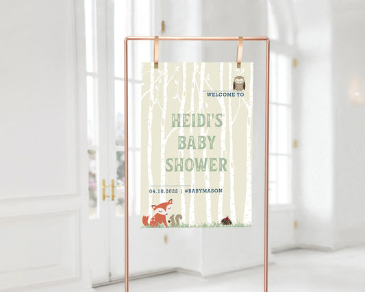 Woodland Creature Baby Shower Welcome Sign