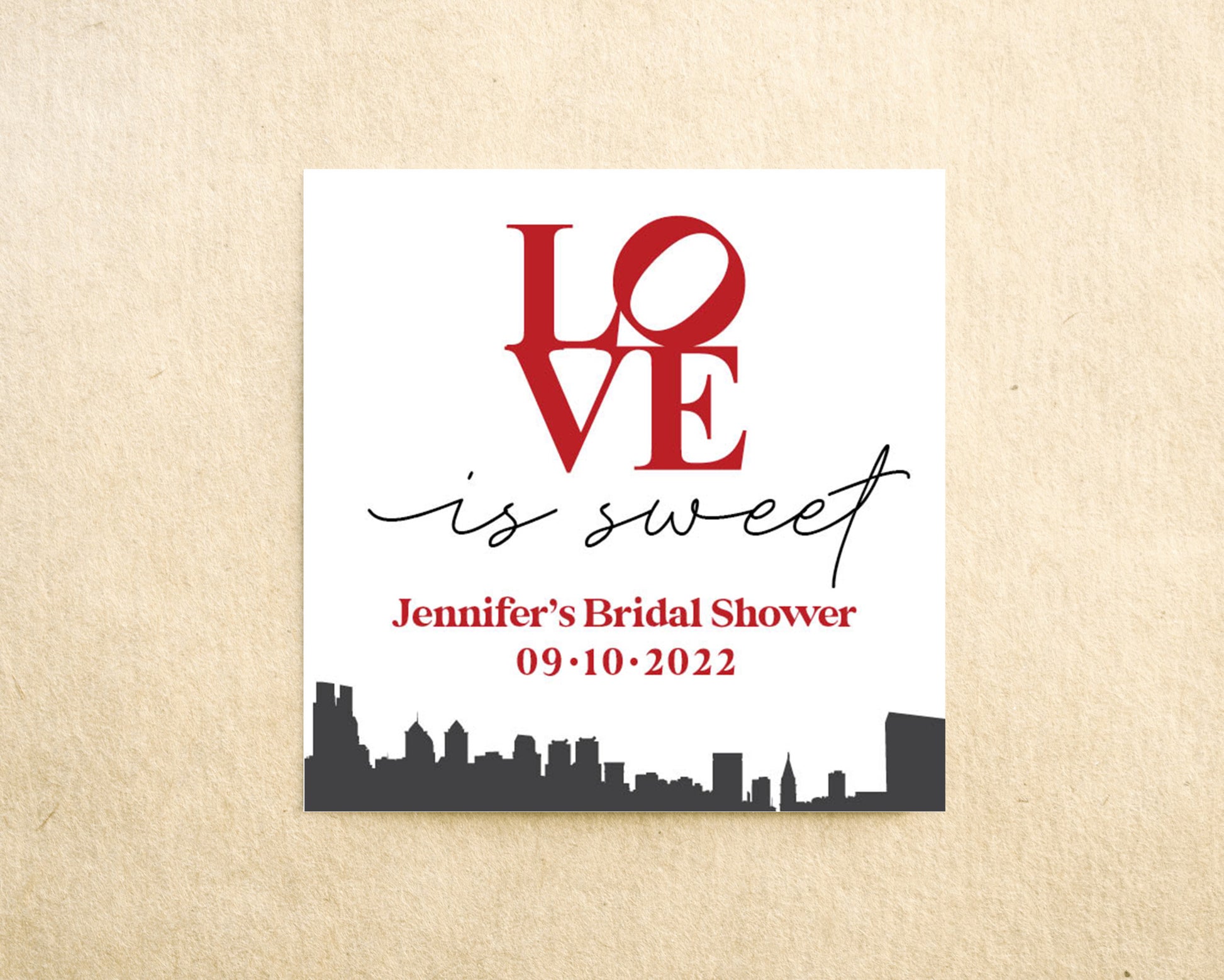 Love is sweet bridal shower favor sticker