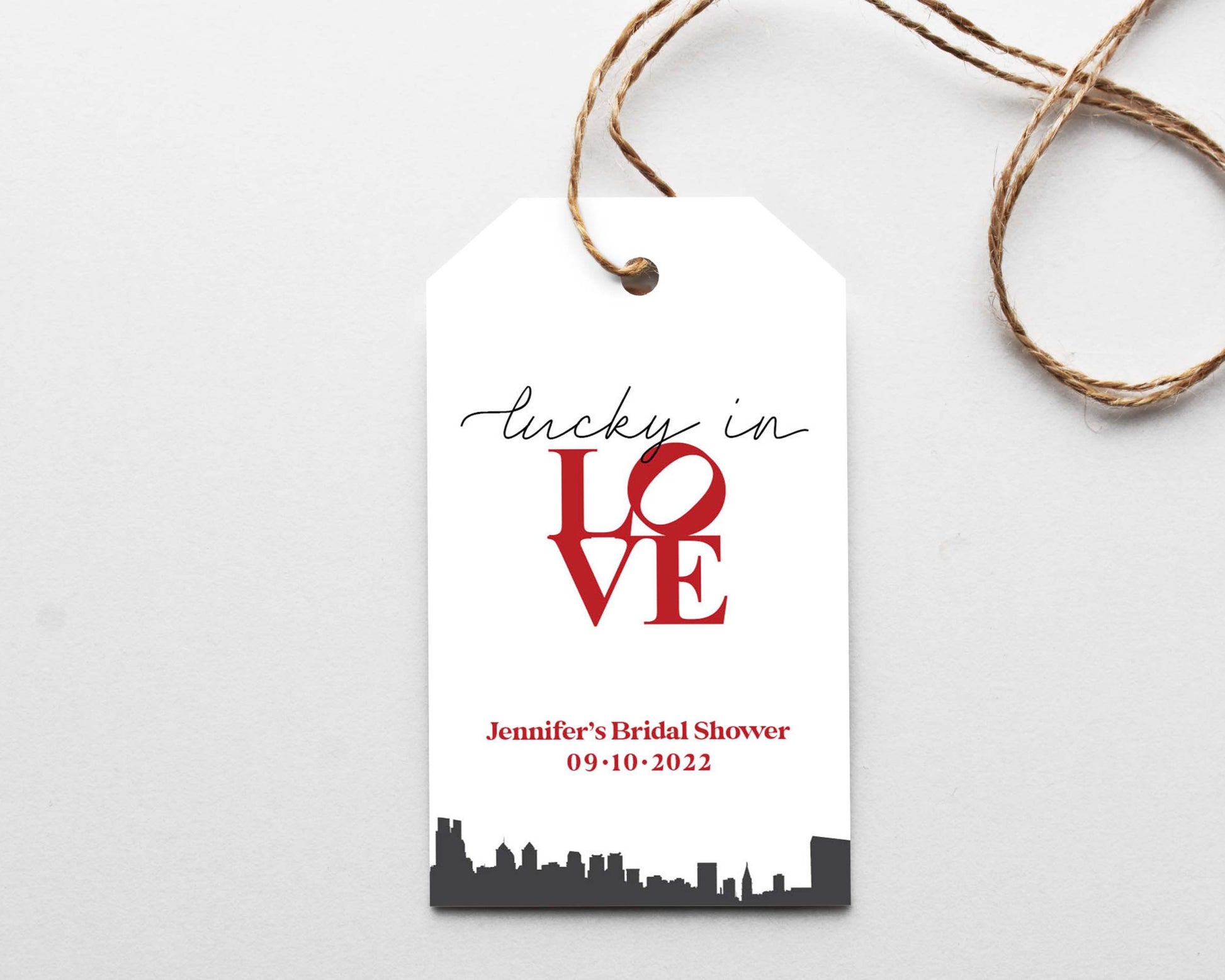 Lucky in Love Philadelphia Love Sign Favor Tag