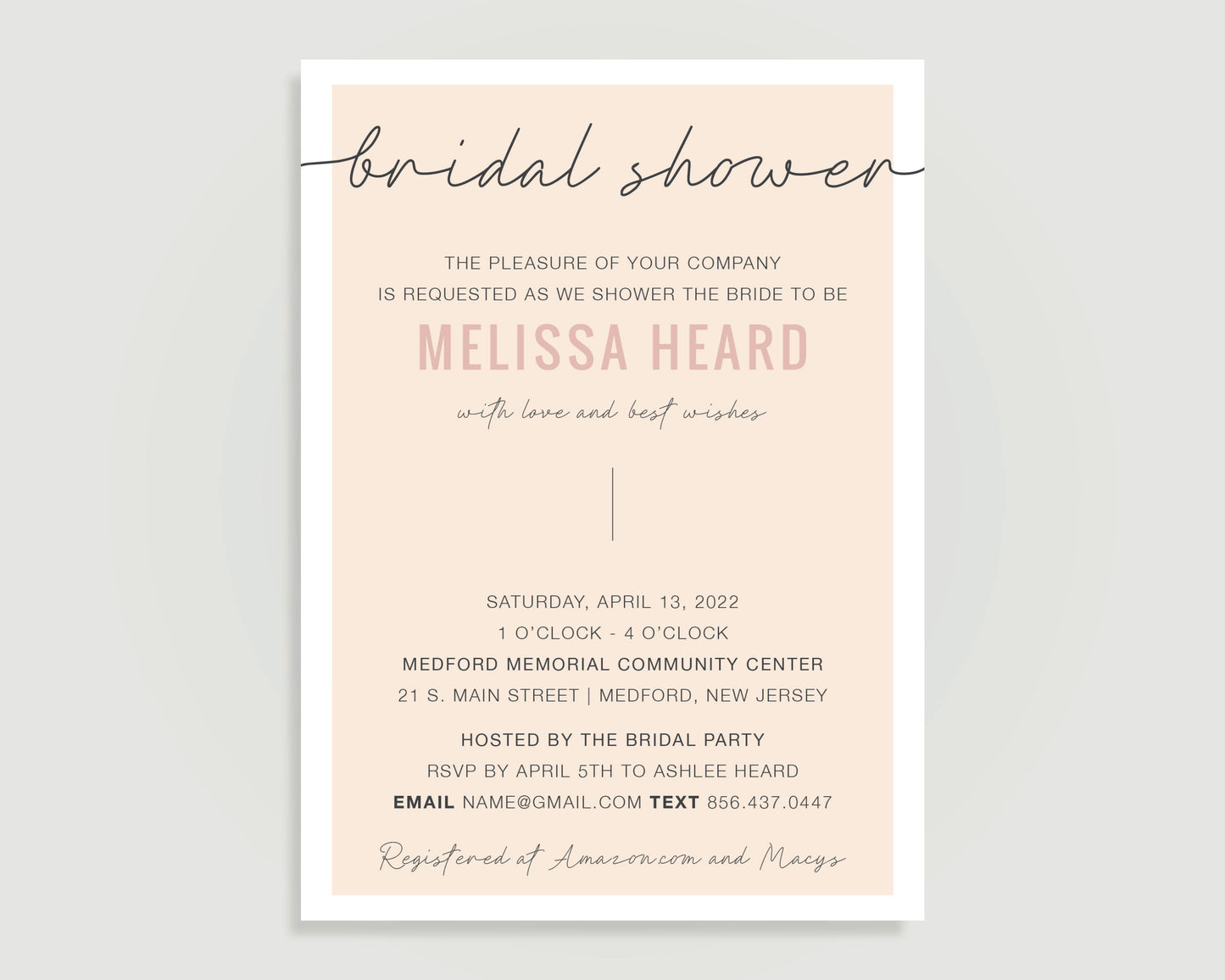 Minimalist Bridal Shower Invitation